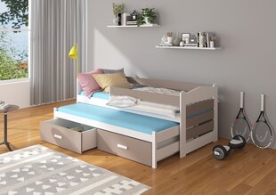 Lastevoodi Adrk Furniture Tiarro 80x180 cm koos küljekaitsega, valge/helepruun hind ja info | Lastevoodid | hansapost.ee