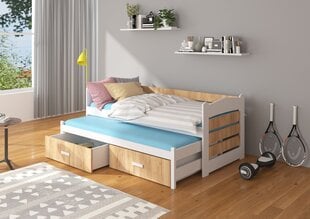 Кровать ADRK Furniture Tiarro 90x200 см, коричневая/белая цена и информация | Детские кровати | hansapost.ee