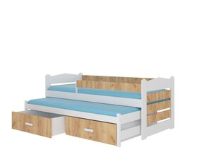 Детская кровать Adrk Furniture Tiarro 90x200 см с боковой защитой, белая/коричневая цена и информация | Детские кровати | hansapost.ee