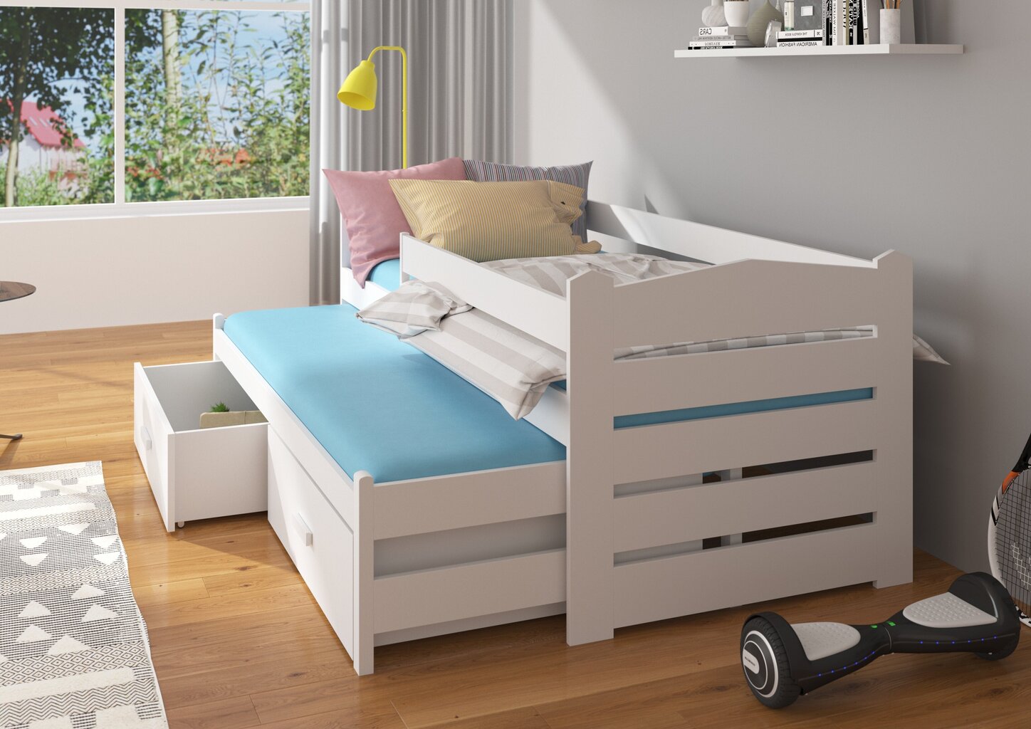 Lastevoodi Adrk Furniture Tiarro 90x200 cm koos küljekaitsega, valge/pruun hind ja info | Lastevoodid | hansapost.ee