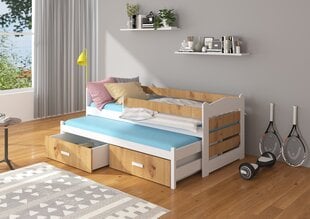 Детская кровать Adrk Furniture Tiarro 90x200 см с боковой защитой, белая/коричневая цена и информация | Детские кровати | hansapost.ee