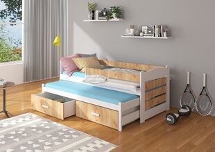 Voodi ADRK Furniture Tiarro 90x200 cm küljekaitsega, pruun/valge цена и информация | Детские кровати | hansapost.ee