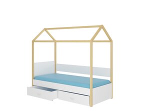 Кровать ADRK Furniture Otello 80x180 см с боковой защитой, белая/светло-коричневая цена и информация | Детские кровати | hansapost.ee