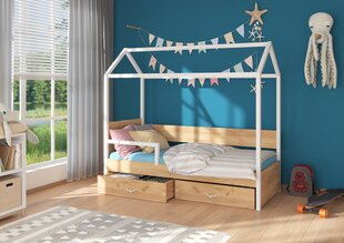 Кровать ADRK Furniture Otello 80x180 см с боковой защитой, коричневая/белая цена и информация | Детские кровати | hansapost.ee