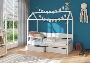 Voodi ADRK Furniture Otello 90x200 cm küljekaitsega, hall/valge цена и информация | Детские кровати | hansapost.ee