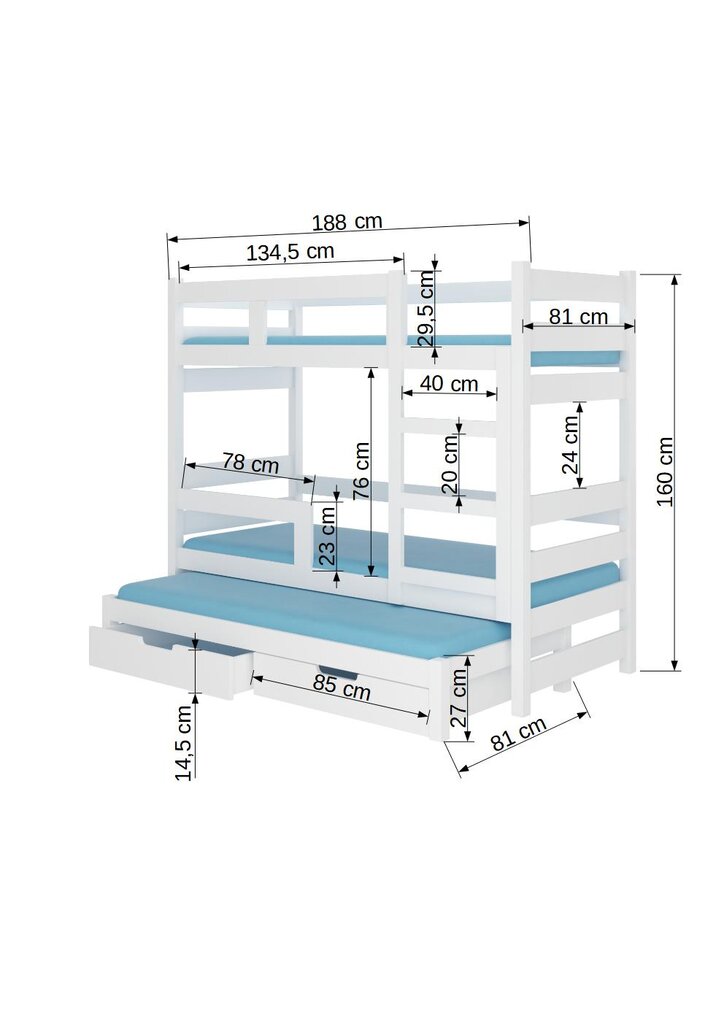 Voodi ADRK Furniture Karlo, pruun/valge hind ja info | Lastevoodid | hansapost.ee