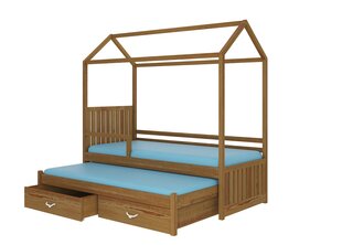 Voodi ADRK Furniture Jonasek külgkaitsega 80x180cm, tumepruun цена и информация | Детские кровати | hansapost.ee