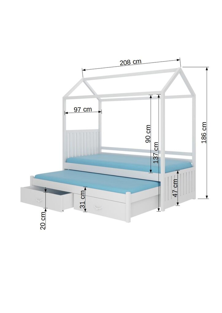 Voodi ADRK Furniture Jonasek 90x200cm, roosa цена и информация | Lastevoodid | hansapost.ee