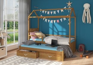 Кровать ADRK Furniture Jonasek с боковой защитой 90x200см, темно-коричневая цена и информация | Детские кровати | hansapost.ee