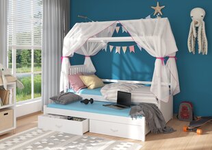 Кровать ADRK Furniture Jonasek 80x180см, белая с розовым балдахином цена и информация | Детские кровати | hansapost.ee