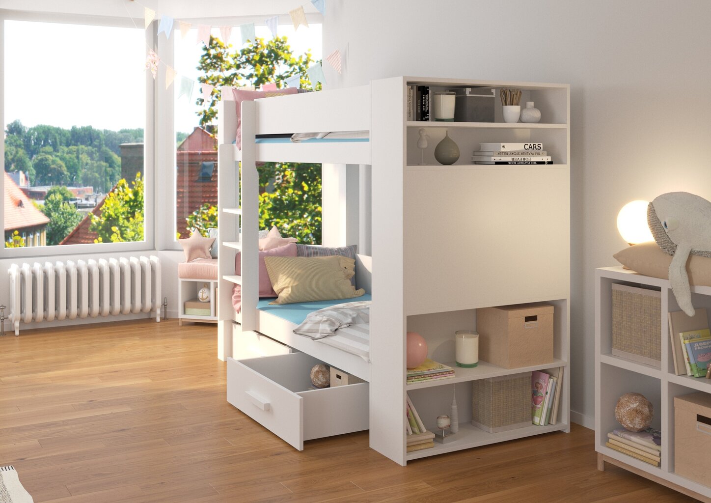 Voodi ADRK Furniture Garet 90x200 cm, valge/hall hind ja info | Lastevoodid | hansapost.ee