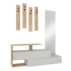 Комплект мебели для прихожей Kalune Design 855, 137см, белый/коричневый цена и информация | Комплекты в прихожую | hansapost.ee