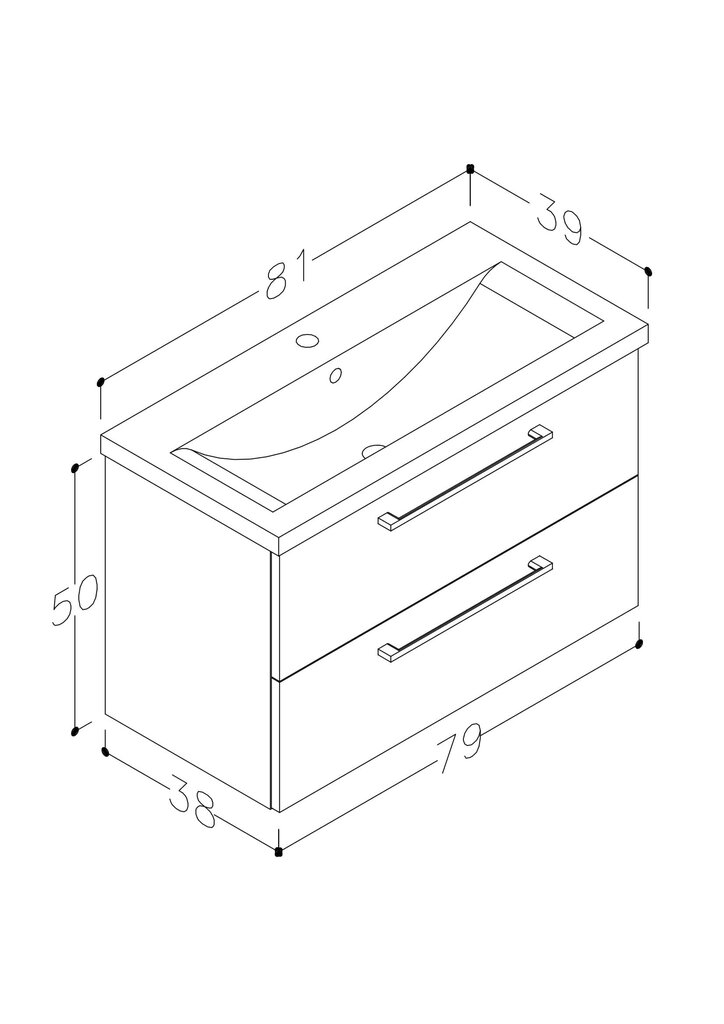 Vannitoakapp valamuga Scandic 81 cm hind ja info | Vannitoakapid | hansapost.ee