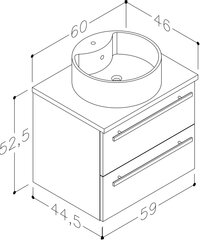 Шкафчик для ванной с раковиной Serena Retro Rondo 60 см, чёрный цена и информация | Шкафчики для ванной | hansapost.ee