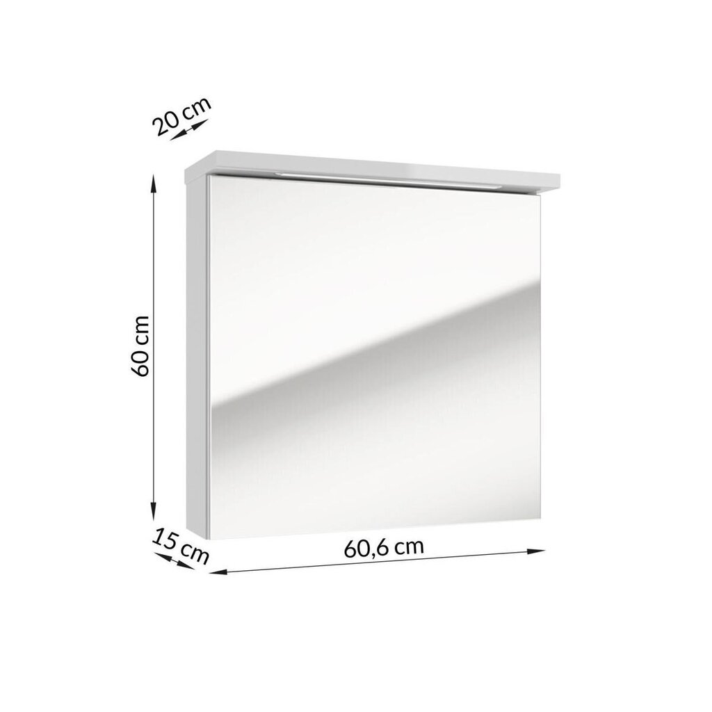Vannitoakapp peegliga Sensea Storm LED 60 1D, valge hind ja info | Vannitoakapid | hansapost.ee