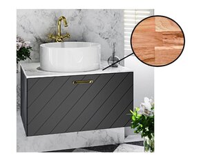 Шкаф для ванны Besco Floo 60 с дубовой столешницей, черный/золотой цена и информация | Шкафчики для ванной | hansapost.ee