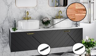 Kahekohaline vannitoakapp Besco Floo 120 koos Oak tööpinnaga, must hind ja info | Vannitoakapid | hansapost.ee