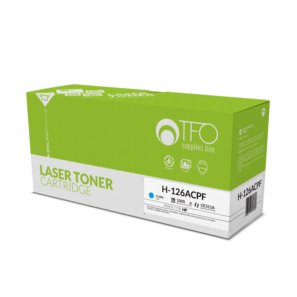 Toner TFO H-126CPF (CE311A, Cy) 1.0K patent free, sinine цена и информация | Laserprinteri toonerid | hansapost.ee