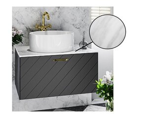 Vannitoakapp Besco Floo 80 koos Slim marble tööpinnaga, must/kuldne hind ja info | Vannitoakapid | hansapost.ee