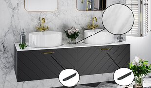 Шкафчик для ванной Besco Floo 120 с Slim marble столешницей, черный цена и информация | Шкафчики для ванной | hansapost.ee