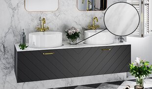 Шкафчик для ванны Besco Floo 120 с Slim marble столешницей, черный/золотой цена и информация | Шкафчики для ванной | hansapost.ee