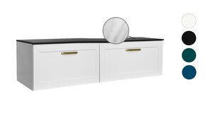 Двойной шкафчик для ванны Besco Dexa 120 с Slim marble столешницей и золотыми ручками цена и информация | Шкафчики для ванной | hansapost.ee