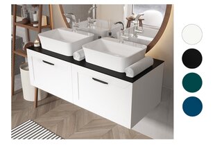 Kahekohaline vannitoakapp Besco Dexa 120 koos Slim black tööpinna ja mustade käepidemetega, valge hind ja info | Vannitoakapid | hansapost.ee