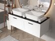 Kahekohaline vannitoakapp Besco Dexa 120 koos Slim black tööpinna ja mustade käepidemetega, valge hind ja info | Vannitoakapid | hansapost.ee