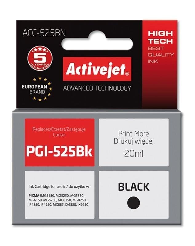 Activejet ACC-525BN (Canon PGI-525PGBK), must hind ja info | Tindiprinteri kassetid | hansapost.ee