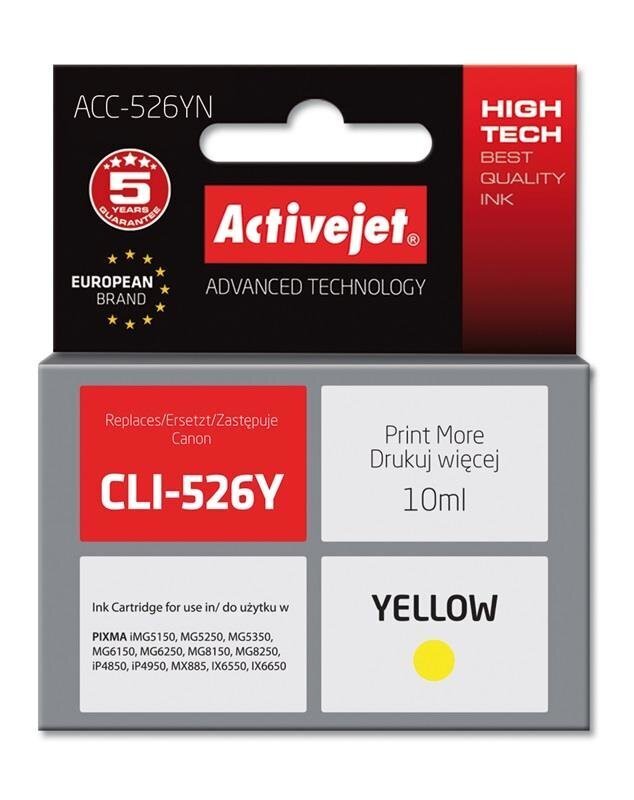 Tindikassett Activejet ACC-526YN, kollane hind ja info | Tindiprinteri kassetid | hansapost.ee