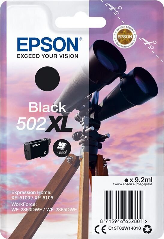 EPSON BINOCULARS SINGLEPACK BLACK 502XL INK hind ja info | Tindiprinteri kassetid | hansapost.ee