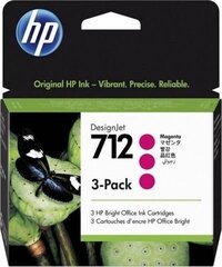 HP 712 3-Pack 29-ml Magenta DesignJet Ink Cartridge (3ED78A), розовый (пурпурный) цена и информация | Картриджи для струйных принтеров | hansapost.ee