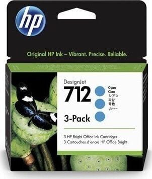 INK CARTRIDGE CYAN NO.712/3PACK 3ED77A HP hind ja info | Tindiprinteri kassetid | hansapost.ee