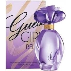 <p>Guess Girl Belle является новым Guess ароматом сентября 2013.года. Guess Girl Belle привлекательный и таинственный аромат является  новой версии аромата Guess Girl. Это композиция цветов и фруктов.</p>

<ul>
	<li>Начальная нота: ягоды, розовое шампанское;</li>
	<li>Нота сердца: пион, жасмин, фиалка;</li>
	<li>Конечная нота: сандаловое дерево, мускус, ваниль.</li>
</ul>

<p>Сейчас об этом уже помнят немногие, но в США джинсы долгое время были исключительно одеждой для работяг. В то время, как Европа украшала эти удобные, оригинальные штаны всеми возможными способами, американцы продолжали просто «протирать их до дыр», - шутя, рассказывают эксперты. Настоящую революцию удалось сделать лишь братьям Марчиано в 1981 году. Именно тогда они основали торговую марку Guess и выпустили в свет первую коллекцию «элегантных джинсов». С тех пор ассортимент <strong>Guess</strong> значительно расширился, но ту первую пару братья Марчиано помнят и по сей день. В дополнение к демократичной, удобной одежде Guess выпущены столь же стильные, легкие ароматы «на каждый день», призванные поднимать настроение и дарить бодрость.</p>

<p><strong>Выбор аромата </strong>- очень сложное, кропотливое дело, если соблюдать все правила. Считается, что дневной аромат более легкий, воздушный, едва уловимый. Он прекрасно сочетается с повседневным стилем одежды, образом жизни, внешним видом.<br />
Вечерний аромат в современных модных тенденциях практически мало отличается от дневного. Он просто немного теплее и насыщеннее.  Вечерний аромат должен быть торжественным, изысканным, хорошо сочетаться с вечерним туалетом.</p>

<p>Подобно цветку, аромат духов раскрывается постепенно, в несколько этапов:</p>

<ul>
	<li>Начальная нота- создает первое впечатление о духах. Эту ноту Вы почувствуете сразу, едва откроете флакон, - в этот момент главенствует резкий спиртовой запах основы духов.</li>
	<li>Нота "сердца" - "ядро" духов, раскрывается следом за начальной нотой и определяет тип запаха, общий характер духов. Они дают знать о себе после того, как вы попытаетесь уловить аромат</li>
	<li>Конечная нота - нота, которая ощущается в завершающей стадии испарения духов и обеспечивает силу и стойкость запаха, придающие духам своеобразие, а женщине – неповторимость.</li>
</ul>

<p><strong>Парфюмированная вода(edp)</strong>– это более концентрированная туалетная вода. Но это еще не все. В парфюмированной воде содержится не просто больше эфирных масел всех компонентов, а часто одного или нескольких, за счет чего аромат парфюма может немного отличаться от туалетной воды. Стойкость от нескольких часов до 2 суток.<br />
<strong>Туалетная вода (edt)</strong>– это комбинация эфирных масел, спиртового раствора и аромо компонентов (цветочных, древесных, цитрусовых и т.п.). Туалетная вода является более легкой версией парфюмированной воды. Стойкость от нескольких часов до суток.</p>
 цена и информация | Духи для Нее | hansapost.ee