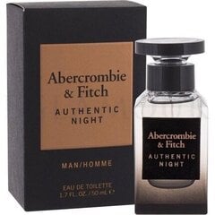 Tualettvesi Abercrombie & Fitch Authentic Night Man EDT 50 ML hind ja info | Abercrombie & Fitch Parfüümid, lõhnad ja kosmeetika | hansapost.ee