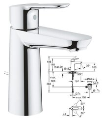 Смеситель для умывальника Grohe Bauedge 23758000, размер M цена и информация | Смесители | hansapost.ee