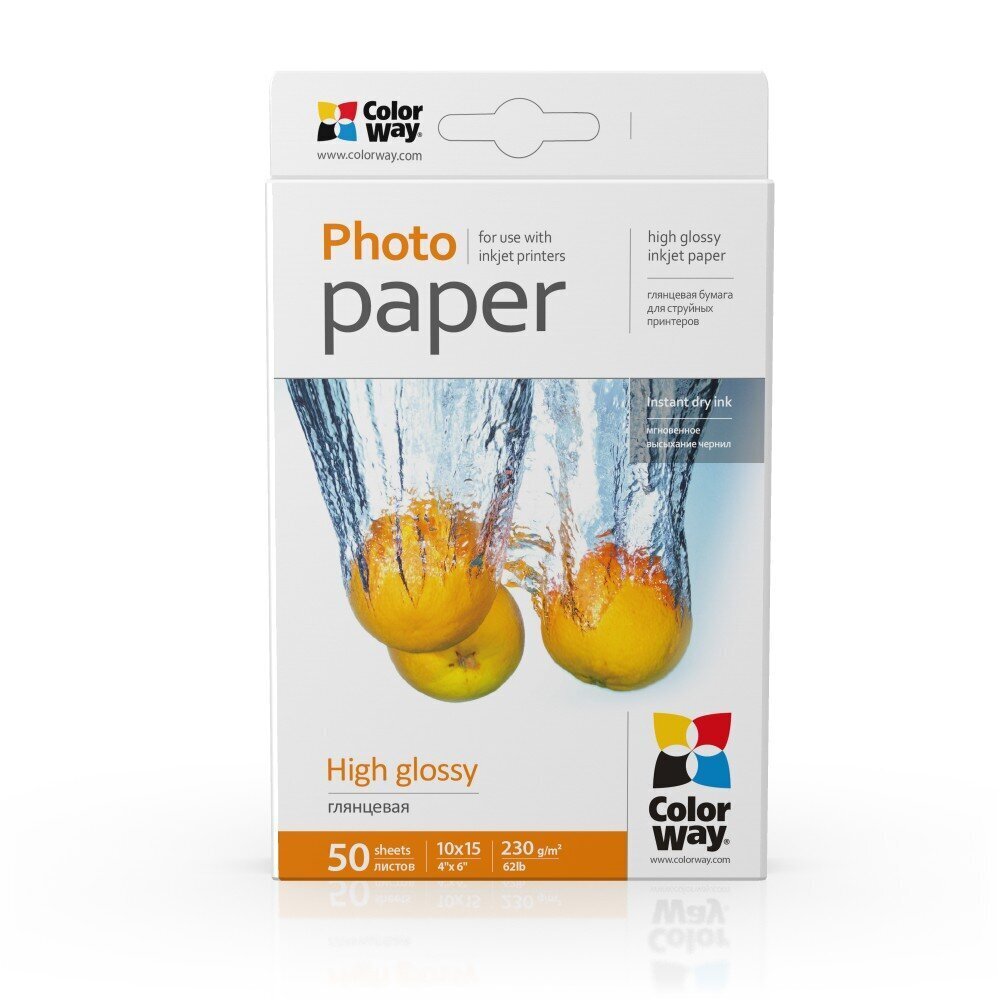 ColorWay High Glossy Photo Paper, 50 sheets, 10x15, 230 g hind ja info | Vihikud, märkmikud ja paberikaubad | hansapost.ee