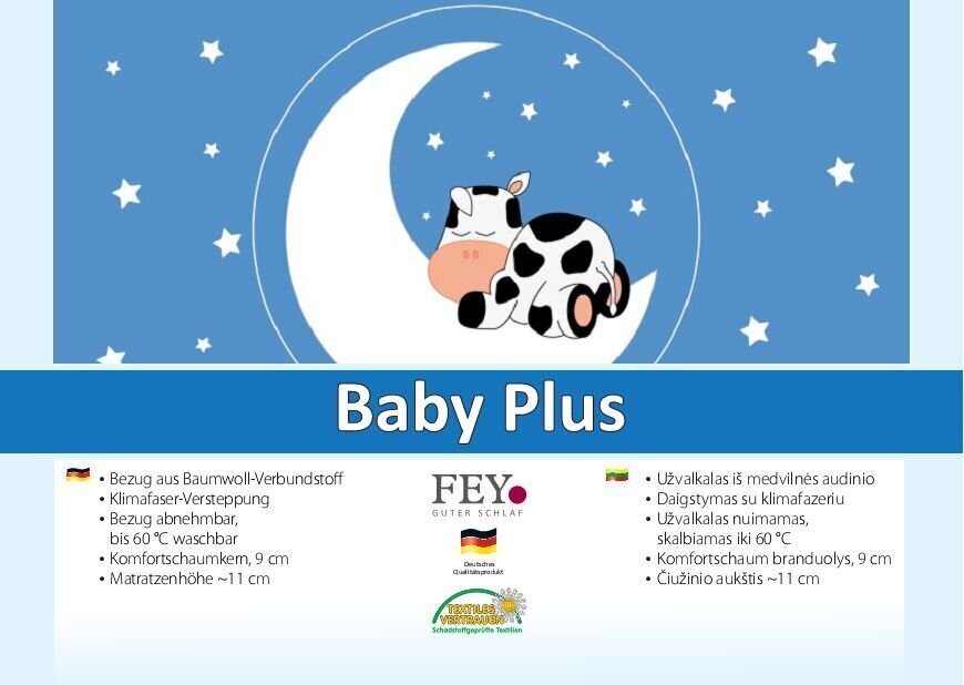 Laste madrats FEY Baby Plus, 60x120 cm hind ja info | Madratsid | hansapost.ee