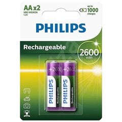 Akupatarei Philips AA 2600 mAh (2 tk) hind ja info | Videokaamerate akud | hansapost.ee