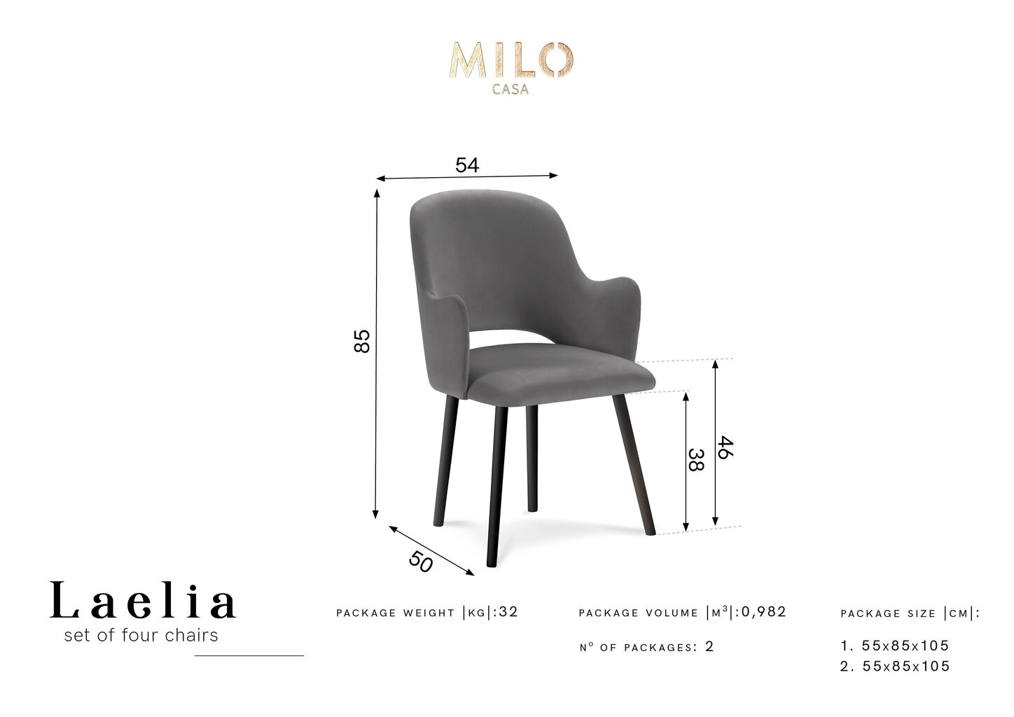 4-tooli komplekt Milo Casa Laelia, tumesinine hind ja info | Köögitoolid, söögitoolid | hansapost.ee