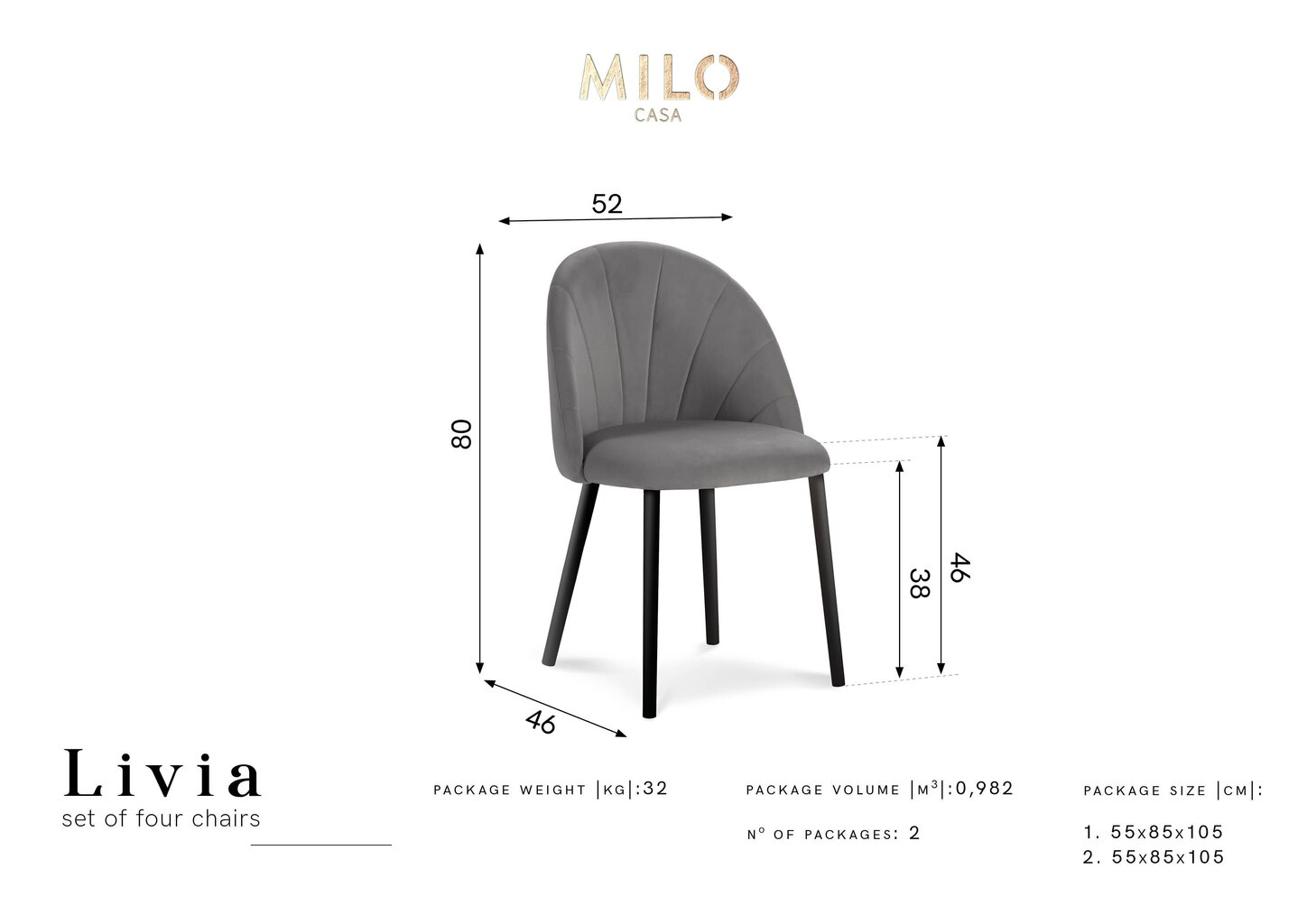 4-tooli komplekt Milo Casa Livia, beež цена и информация | Köögitoolid, söögitoolid | hansapost.ee