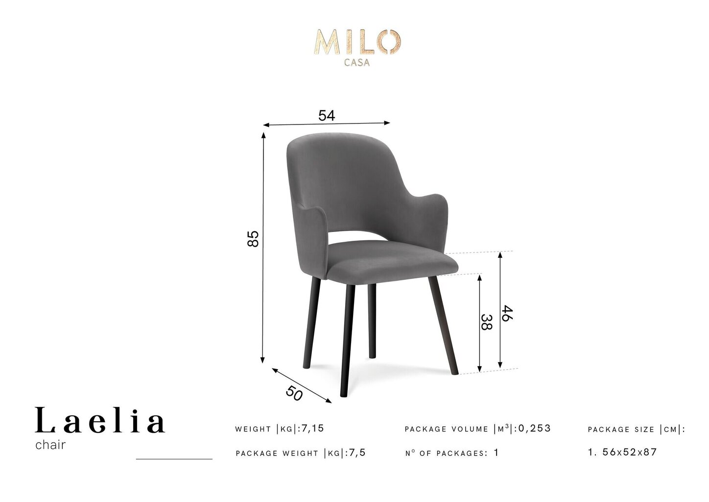 Tool Milo Casa Laelia, helesinine цена и информация | Köögitoolid, söögitoolid | hansapost.ee