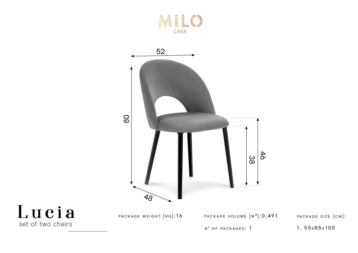 2-tooli komplekt Milo Casa Lucia, punane цена и информация | Köögitoolid, söögitoolid | hansapost.ee