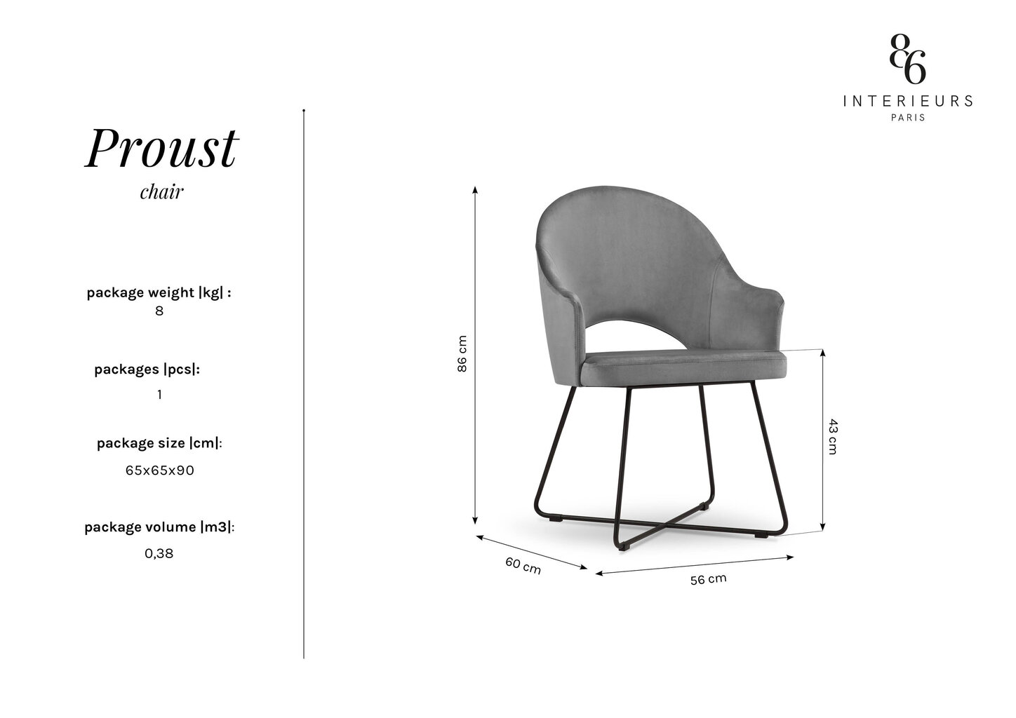 Tool Interieurs86 Proust 86, heleroheline hind ja info | Köögitoolid, söögitoolid | hansapost.ee