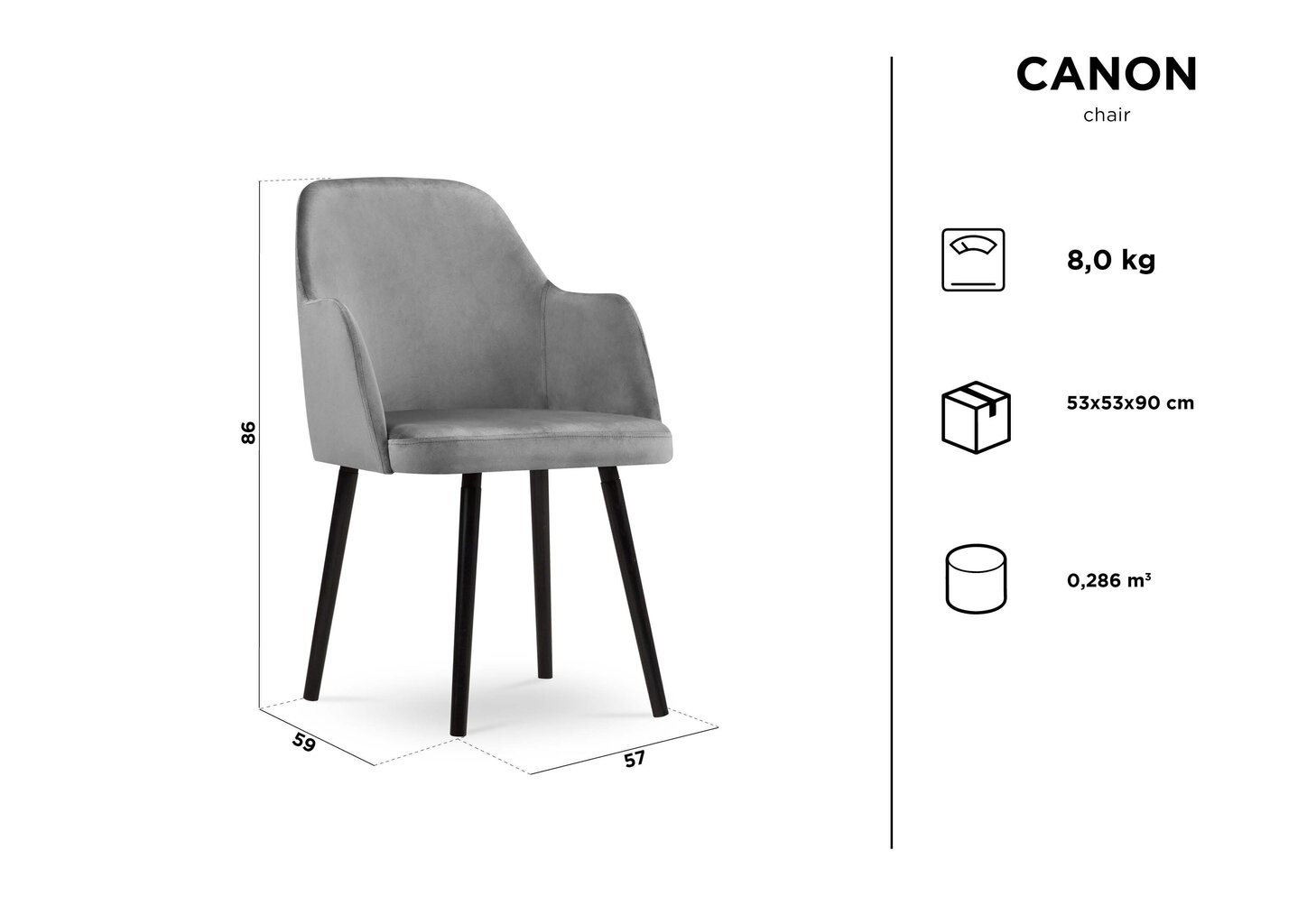 Tool Kooko Home Canon 86, hall цена и информация | Köögitoolid, söögitoolid | hansapost.ee