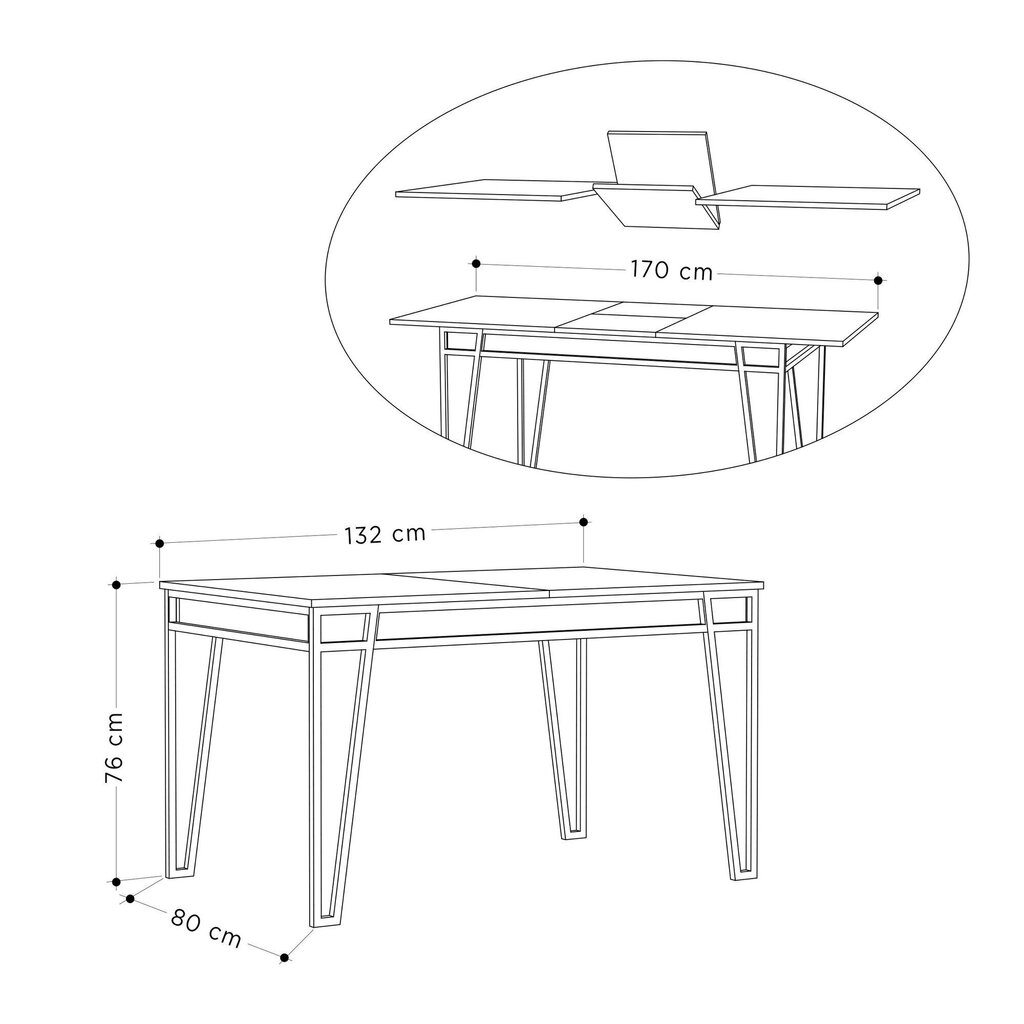 Pikendatav laud Kalune Design 855, valge цена и информация | Köögilauad, söögilauad | hansapost.ee