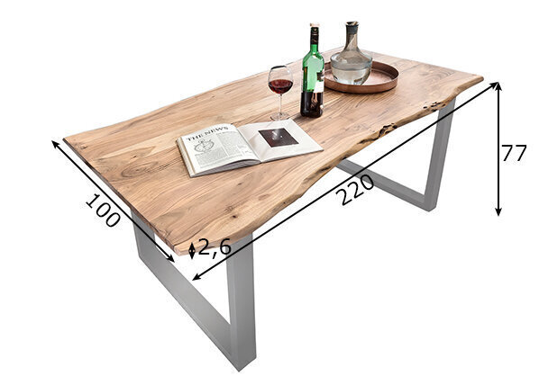 Söögilaud Tisch, 100x220 cm, akaatisapuit hind ja info | Köögilauad, söögilauad | hansapost.ee