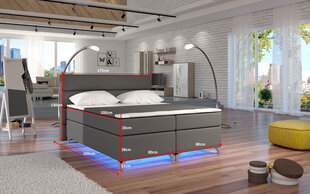 Кровать Amadeo с LED подсветкой, 180x200 см, гобелен, светло-серая цена и информация | Кровати | hansapost.ee