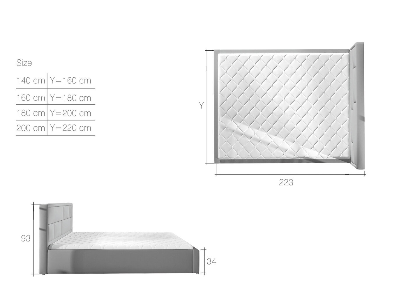 Voodi Latina MTP, 140x200 cm, helehall hind ja info | Voodid | hansapost.ee