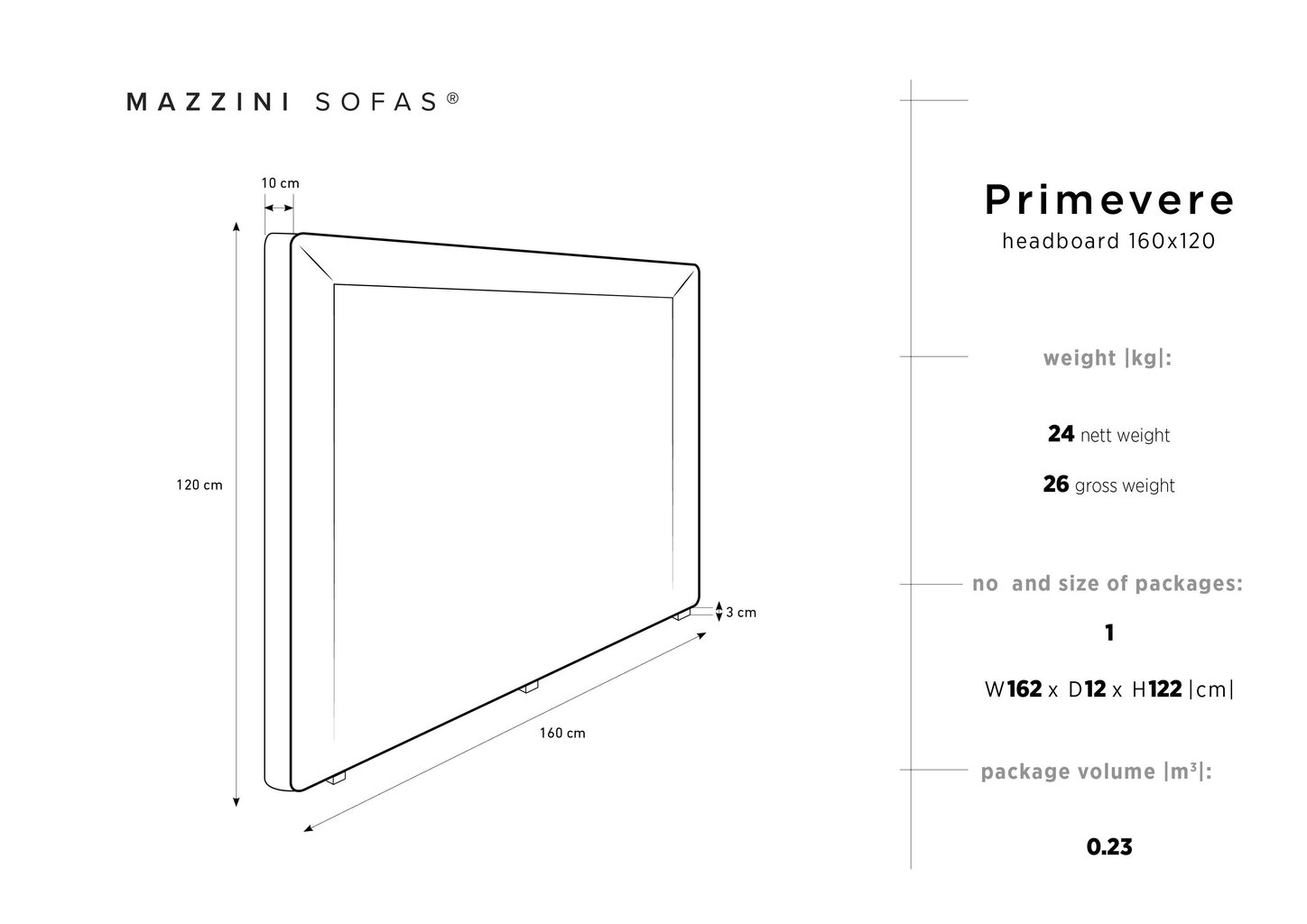 Voodipeats Mazzini Sofas Primevere 160 cm, helebeež hind ja info | Voodid | hansapost.ee